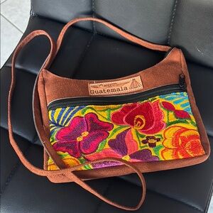 Brown and Red Crossbody Bags with Artistic Design